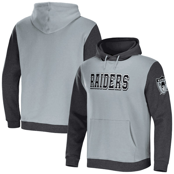 Men's Las Vegas Raiders x Darius Rucker Collection Gray/Charcoal Colorblock Pullover Hoodie